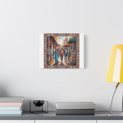 Colorful Market Scene Canvas Wall Art