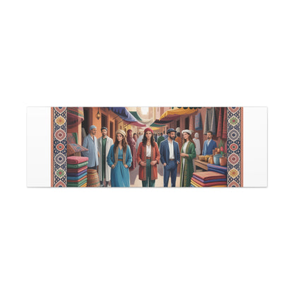Colorful Market Scene Canvas Wall Art