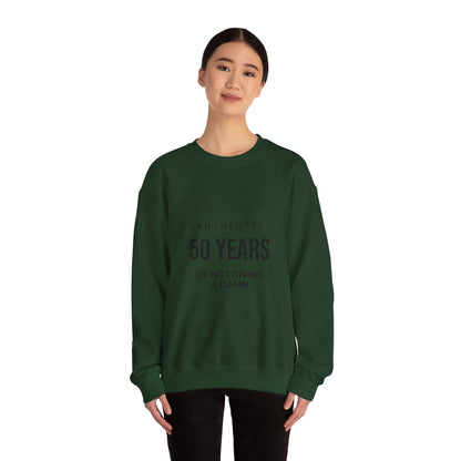 Crewneck Sweatshirt – "Authentic 50 Years of Not Giving a Damn" Retro Birthday Crew