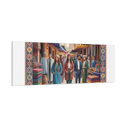Colorful Market Scene Canvas Wall Art