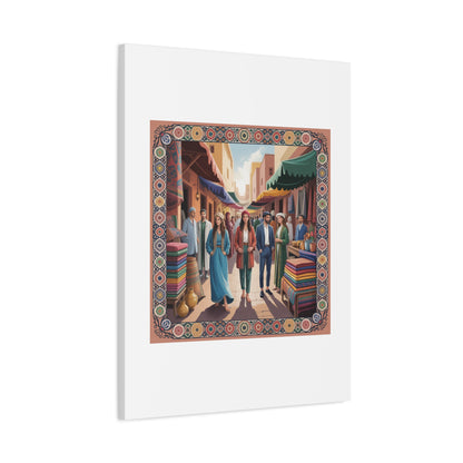Colorful Market Scene Canvas Wall Art