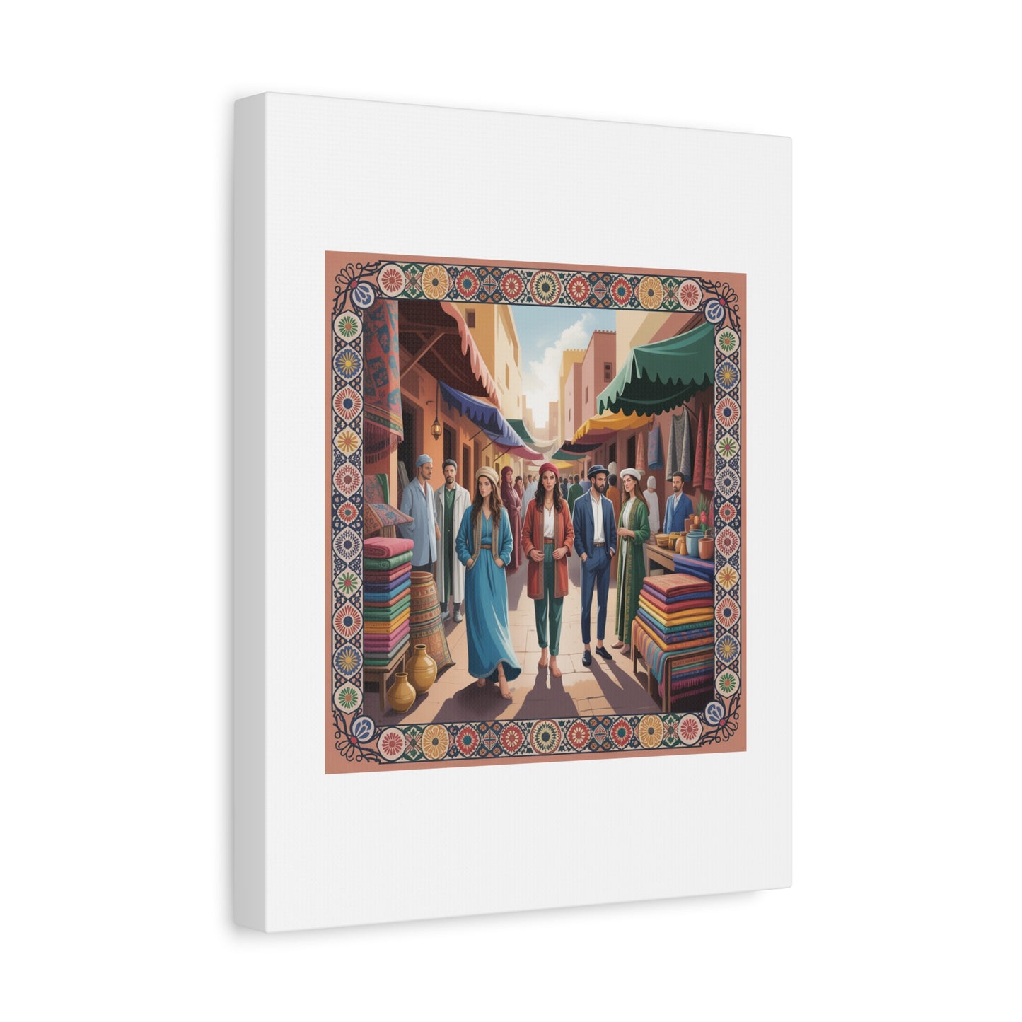 Colorful Market Scene Canvas Wall Art