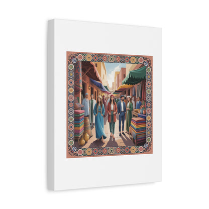 Colorful Market Scene Canvas Wall Art