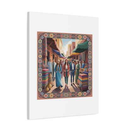 Colorful Market Scene Canvas Wall Art
