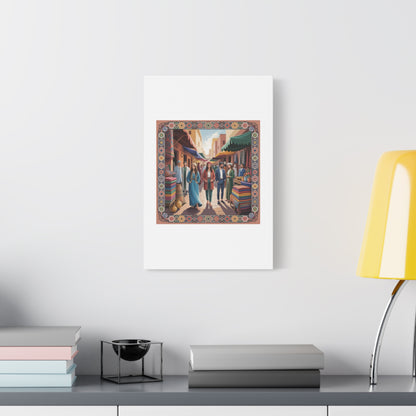 Colorful Market Scene Canvas Wall Art