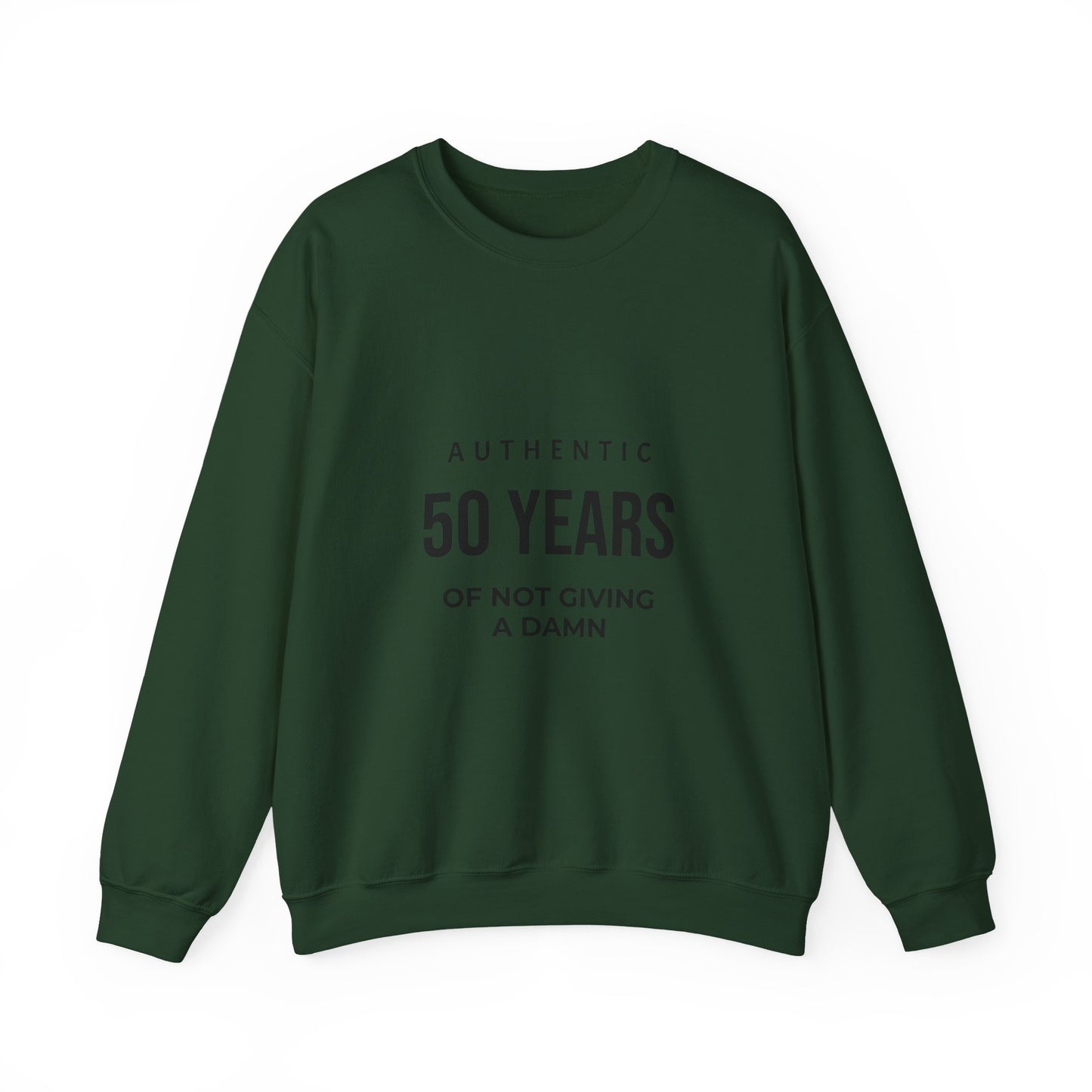 Crewneck Sweatshirt – "Authentic 50 Years of Not Giving a Damn" Retro Birthday Crew