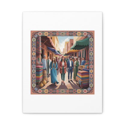 Colorful Market Scene Canvas Wall Art