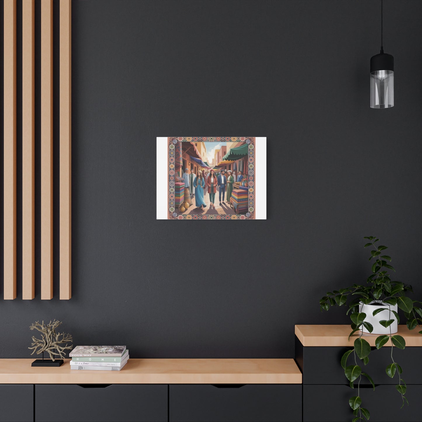 Colorful Market Scene Canvas Wall Art