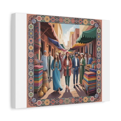 Colorful Market Scene Canvas Wall Art