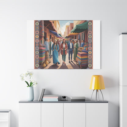 Colorful Market Scene Canvas Wall Art