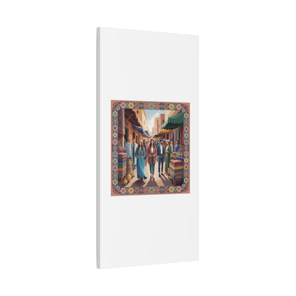 Colorful Market Scene Canvas Wall Art