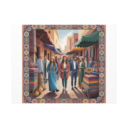 Colorful Market Scene Canvas Wall Art