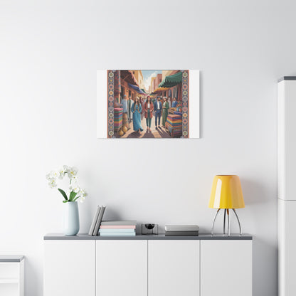 Colorful Market Scene Canvas Wall Art