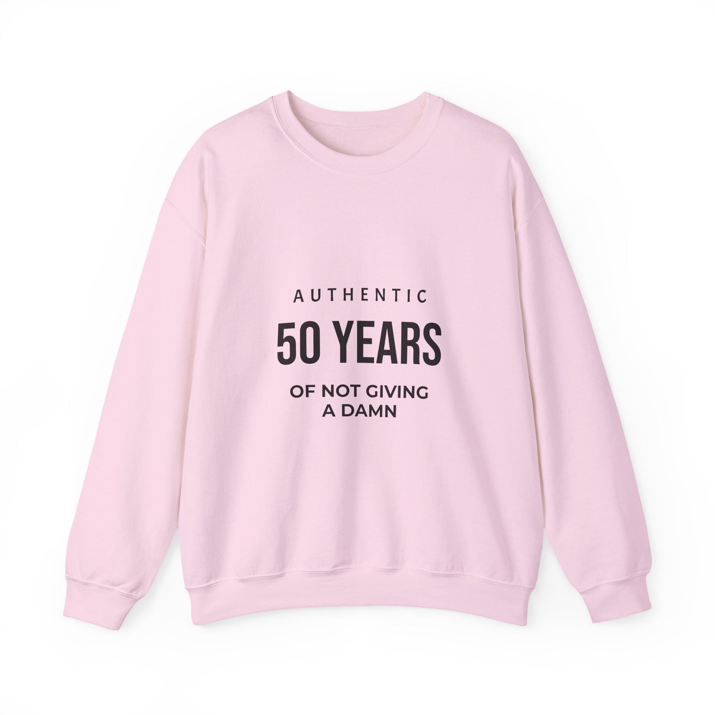 Crewneck Sweatshirt – "Authentic 50 Years of Not Giving a Damn" Retro Birthday Crew
