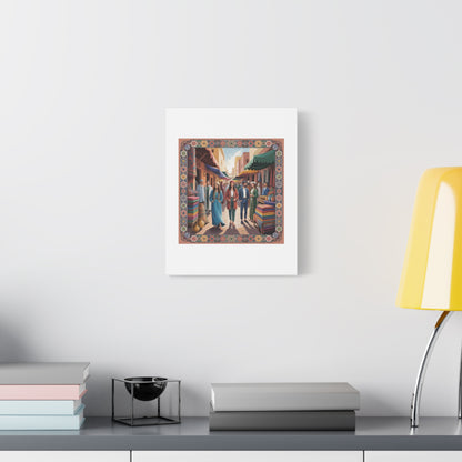 Colorful Market Scene Canvas Wall Art