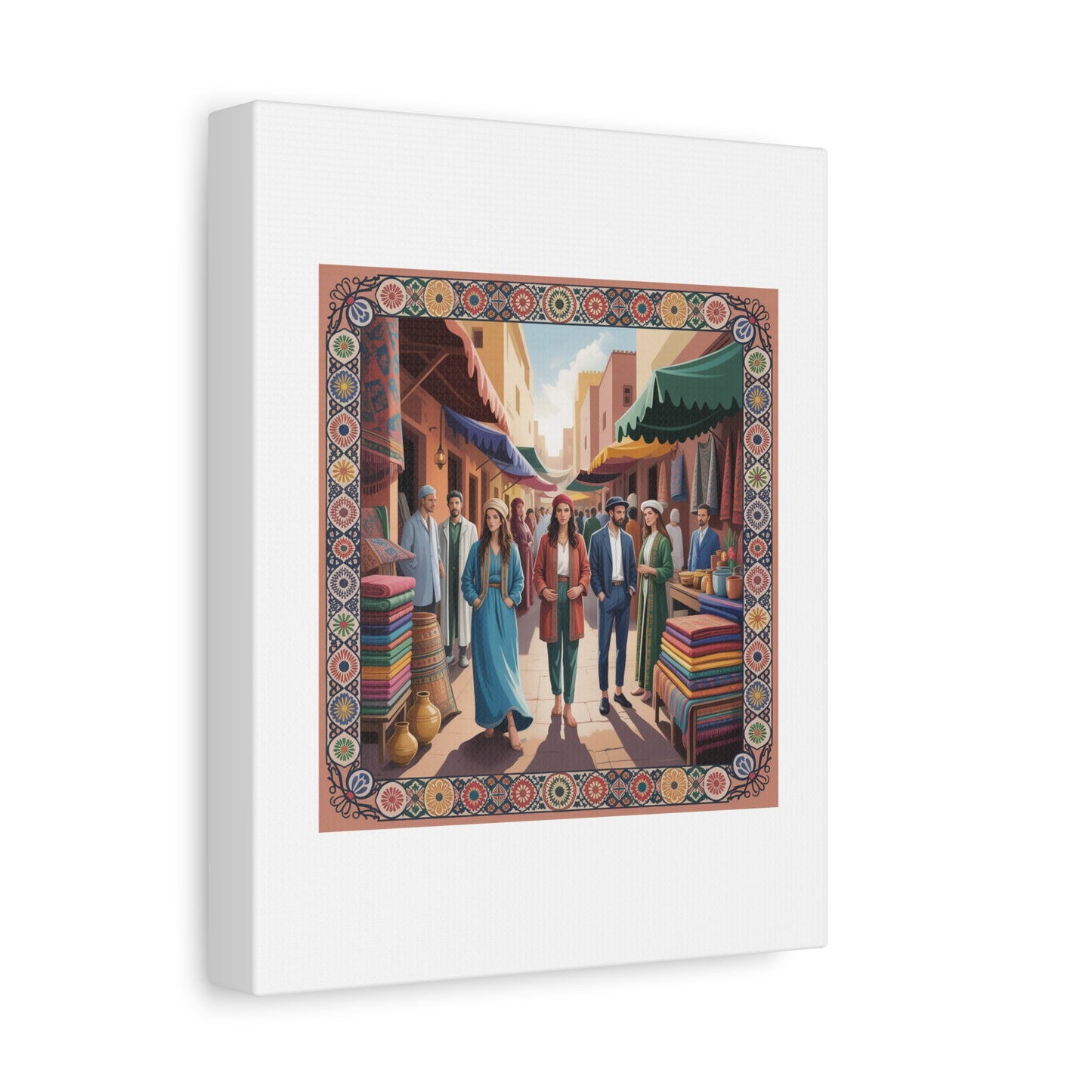 Colorful Market Scene Canvas Wall Art