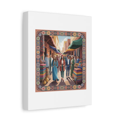 Colorful Market Scene Canvas Wall Art