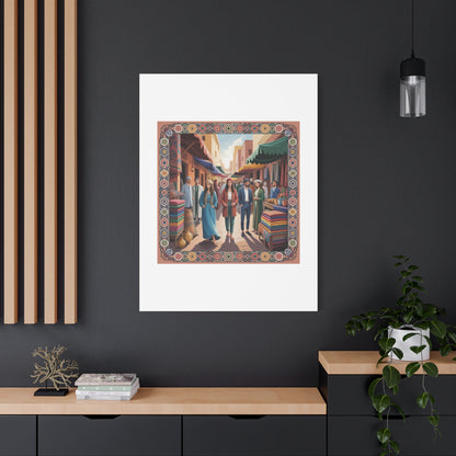 Colorful Market Scene Canvas Wall Art