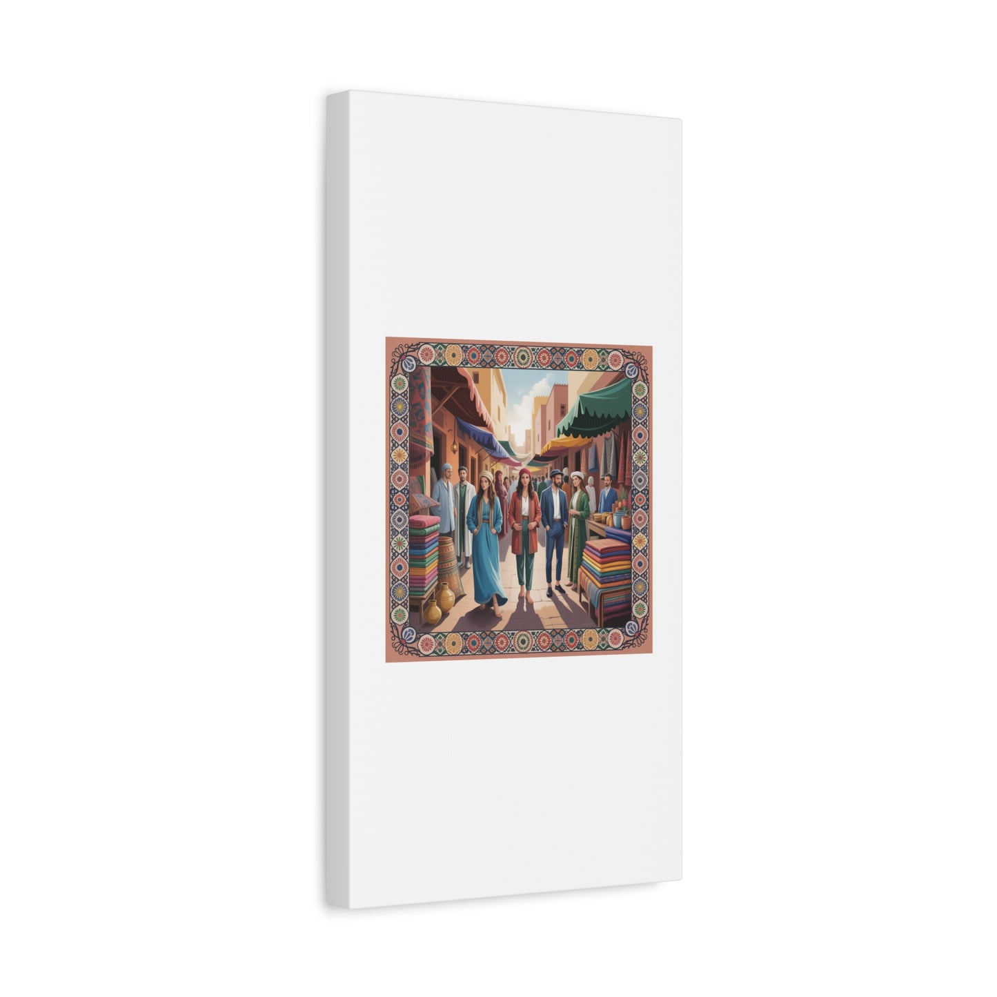 Colorful Market Scene Canvas Wall Art