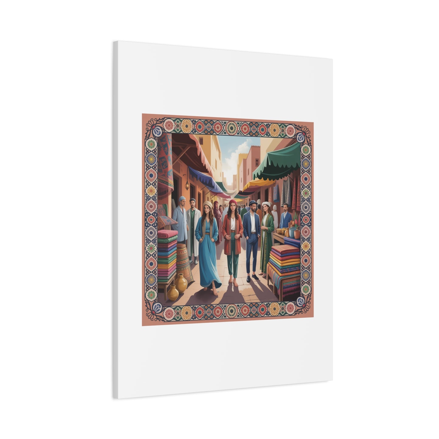 Colorful Market Scene Canvas Wall Art