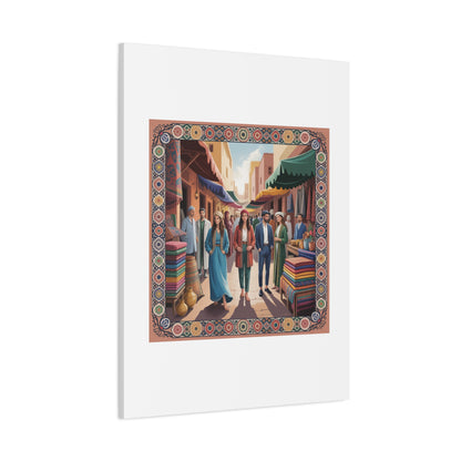 Colorful Market Scene Canvas Wall Art