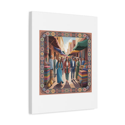 Colorful Market Scene Canvas Wall Art
