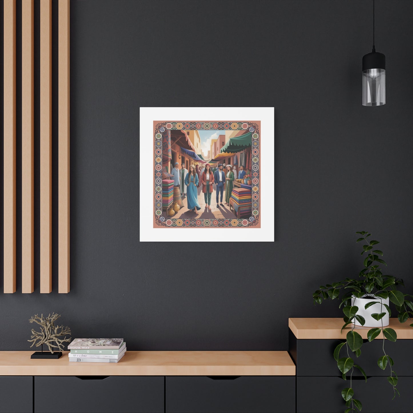 Colorful Market Scene Canvas Wall Art