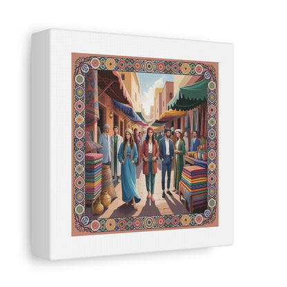 Colorful Market Scene Canvas Wall Art