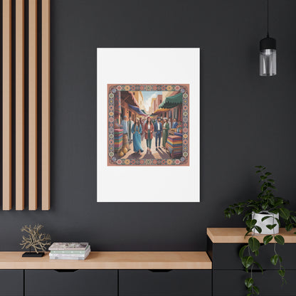 Colorful Market Scene Canvas Wall Art