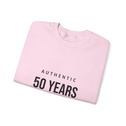 Crewneck Sweatshirt – "Authentic 50 Years of Not Giving a Damn" Retro Birthday Crew