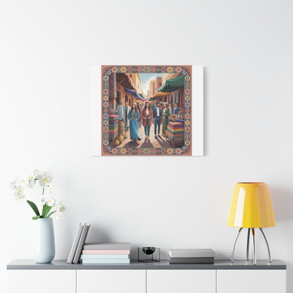 Colorful Market Scene Canvas Wall Art