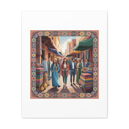Colorful Market Scene Canvas Wall Art