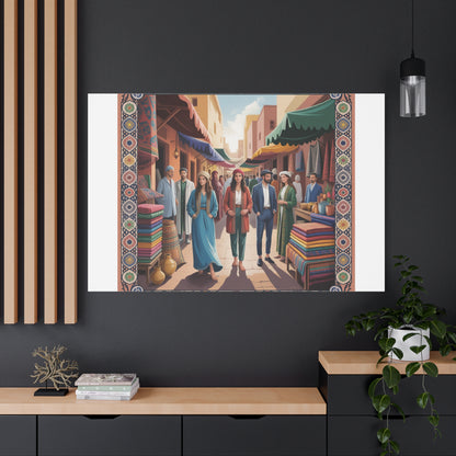 Colorful Market Scene Canvas Wall Art