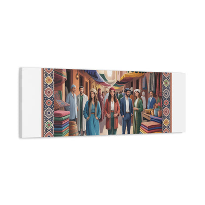 Colorful Market Scene Canvas Wall Art