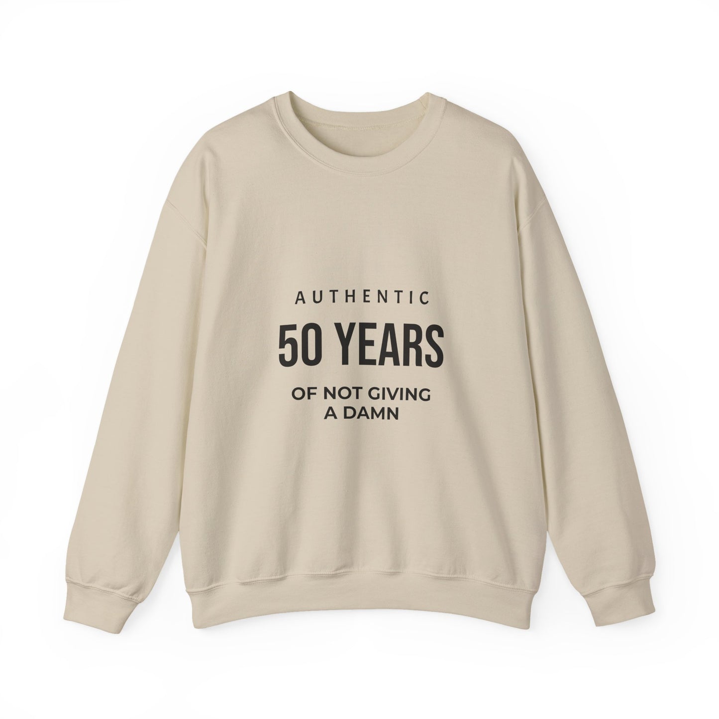 Crewneck Sweatshirt – "Authentic 50 Years of Not Giving a Damn" Retro Birthday Crew