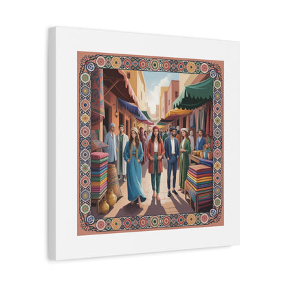 Colorful Market Scene Canvas Wall Art