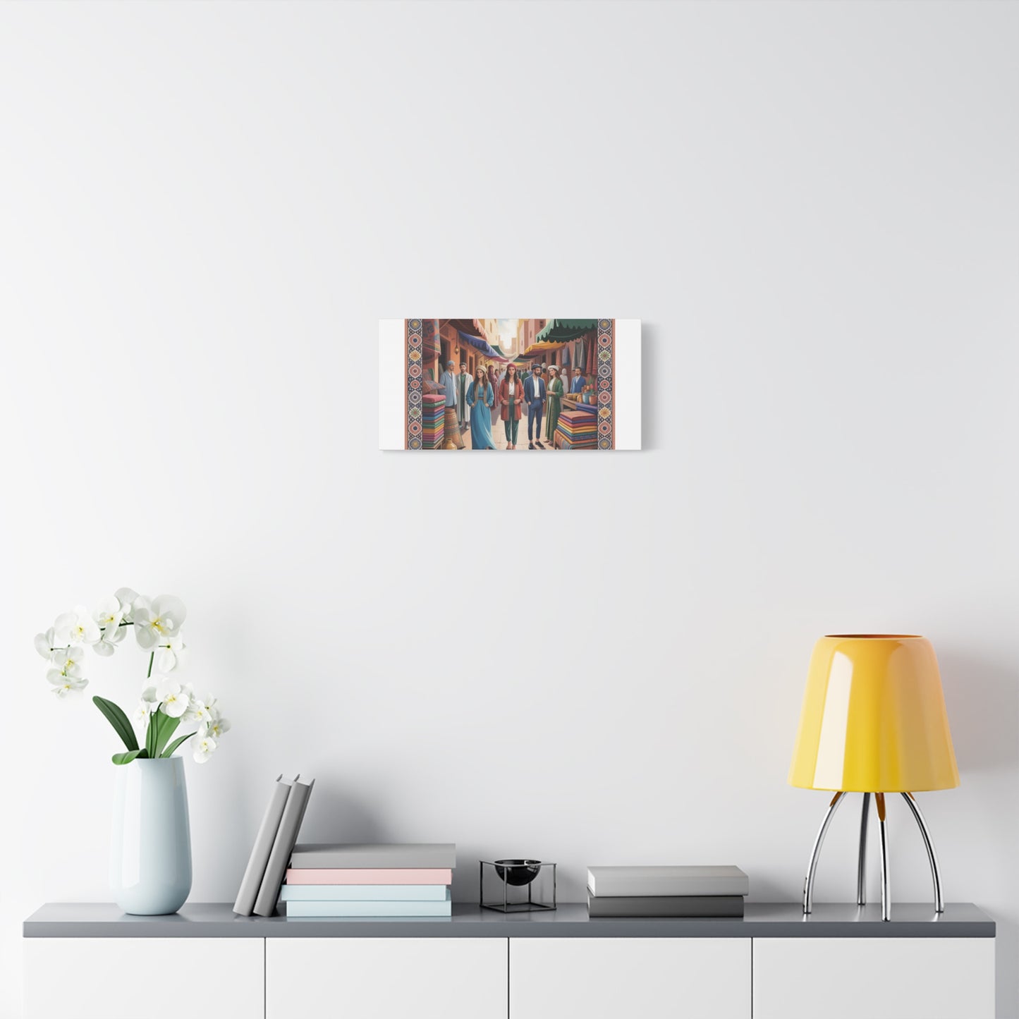 Colorful Market Scene Canvas Wall Art