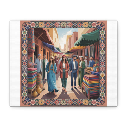 Colorful Market Scene Canvas Wall Art