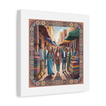 Colorful Market Scene Canvas Wall Art