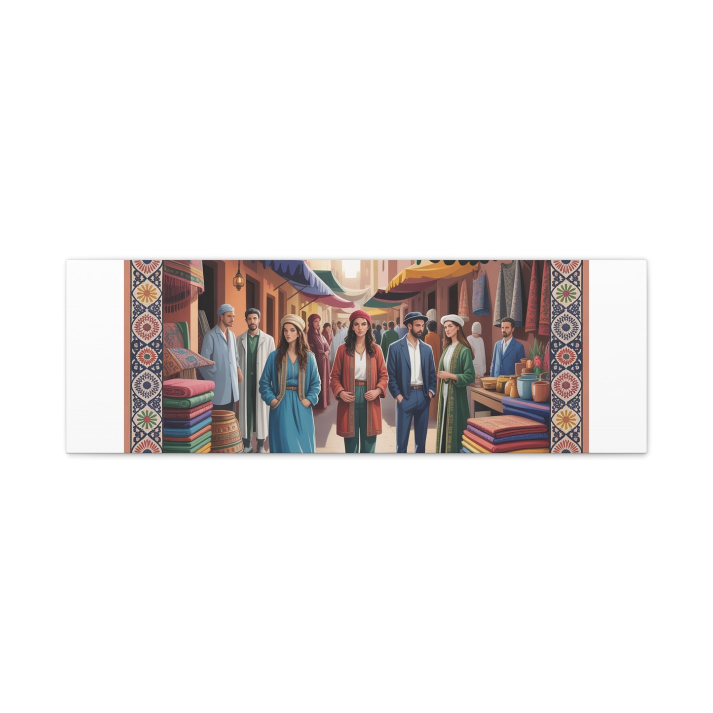 Colorful Market Scene Canvas Wall Art
