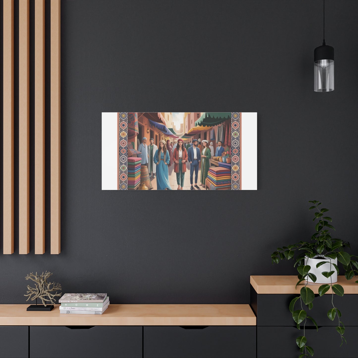 Colorful Market Scene Canvas Wall Art