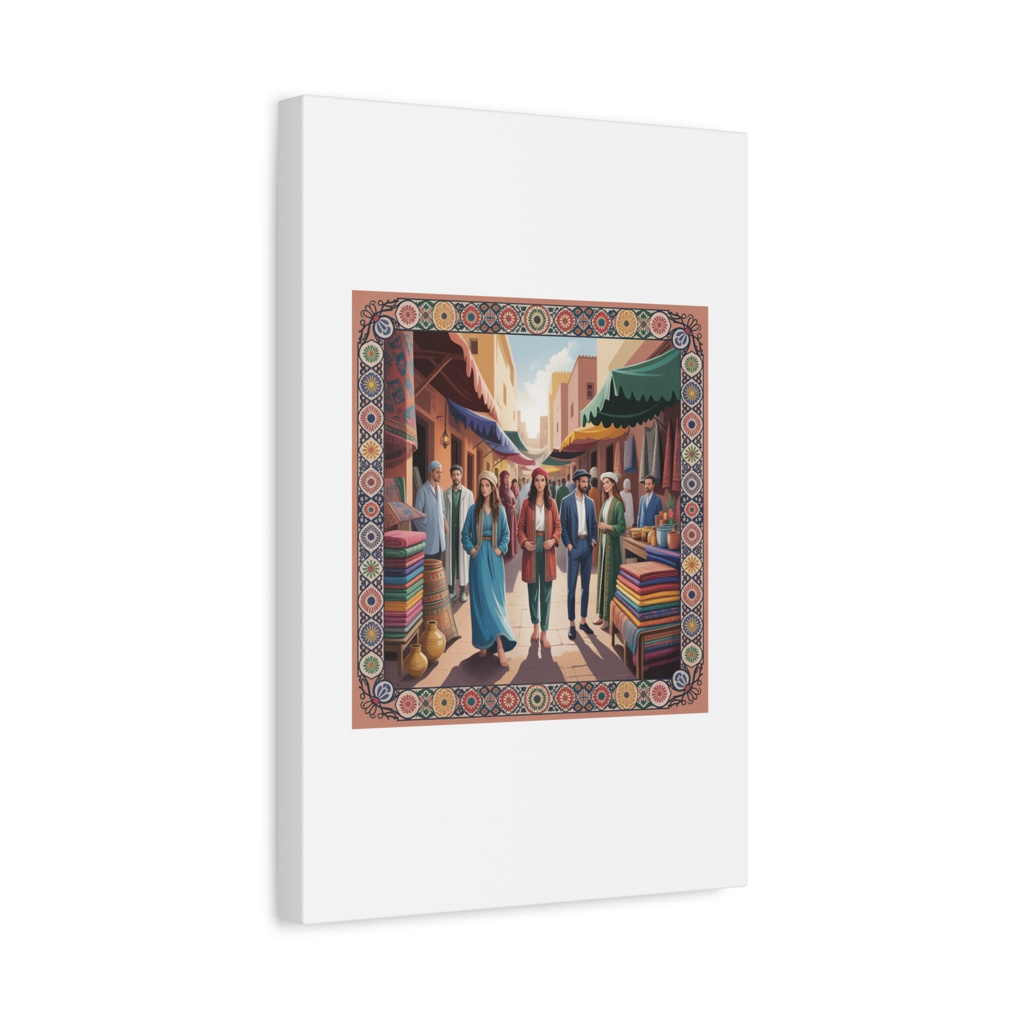 Colorful Market Scene Canvas Wall Art