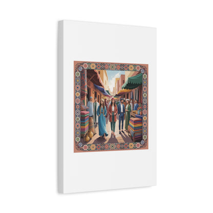 Colorful Market Scene Canvas Wall Art