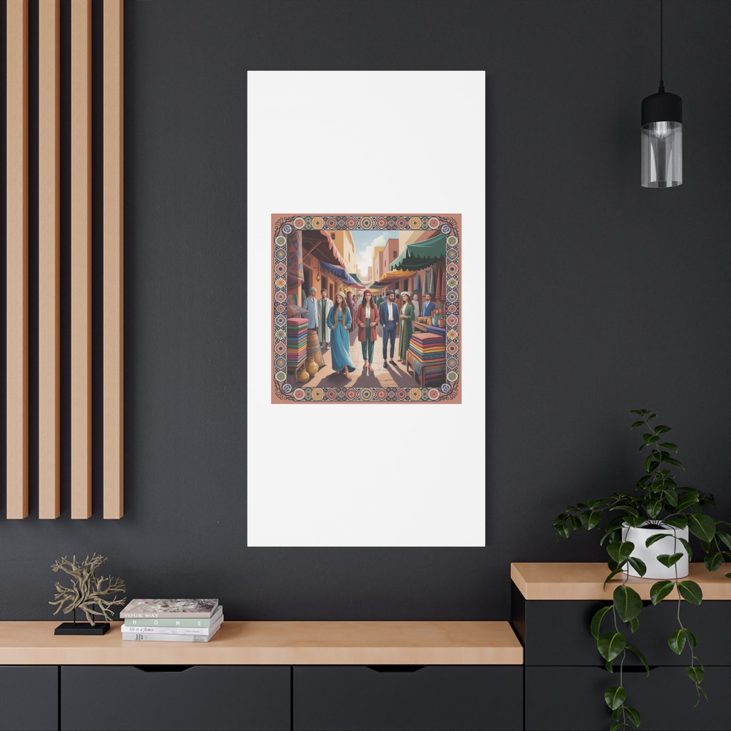 Colorful Market Scene Canvas Wall Art