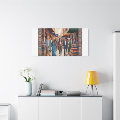 Colorful Market Scene Canvas Wall Art
