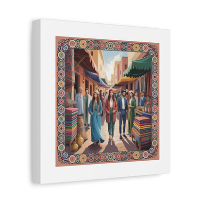 Colorful Market Scene Canvas Wall Art