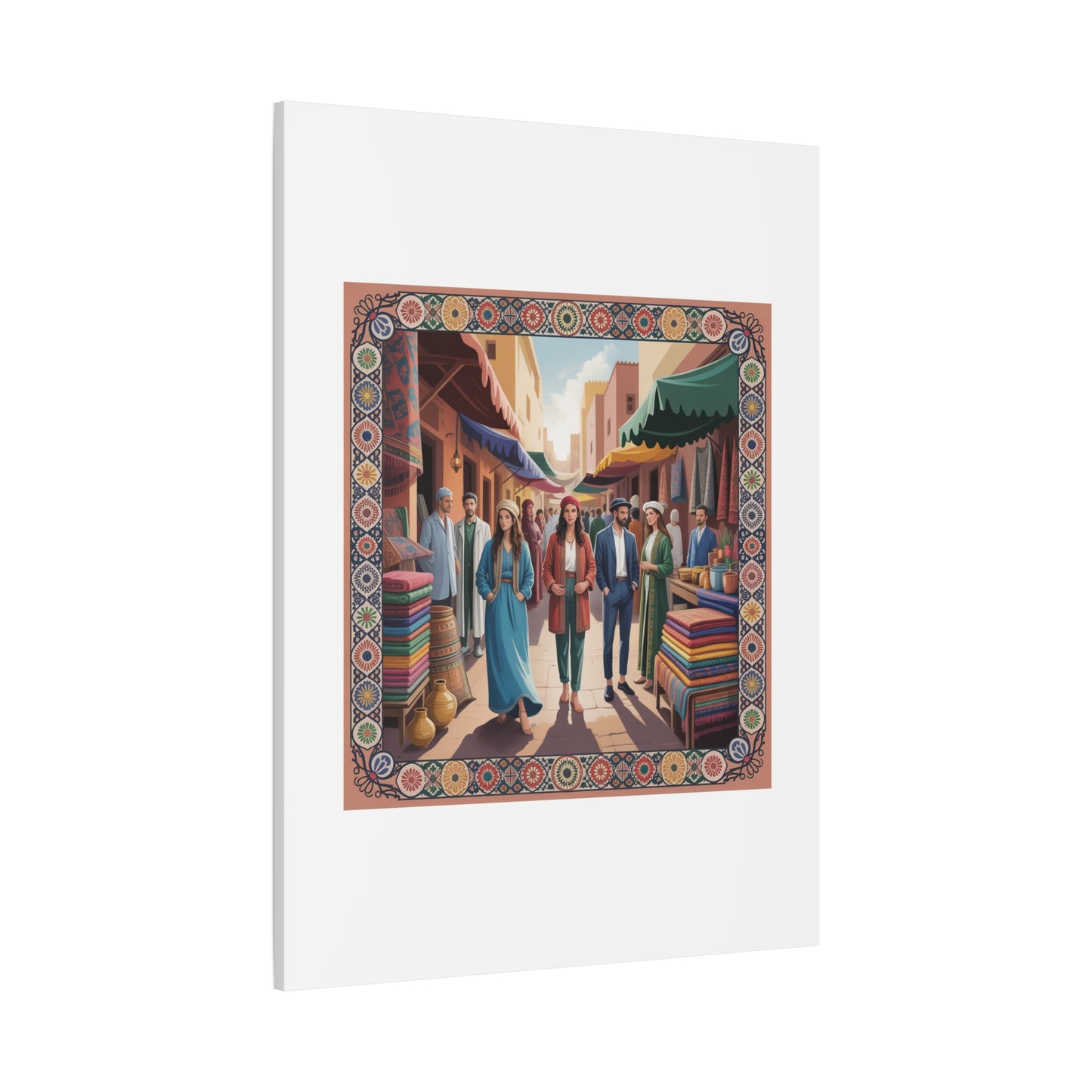 Colorful Market Scene Canvas Wall Art