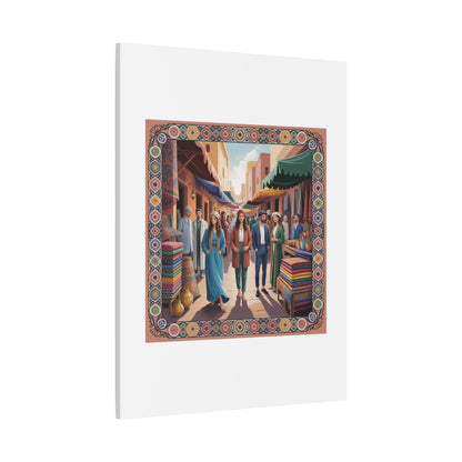 Colorful Market Scene Canvas Wall Art