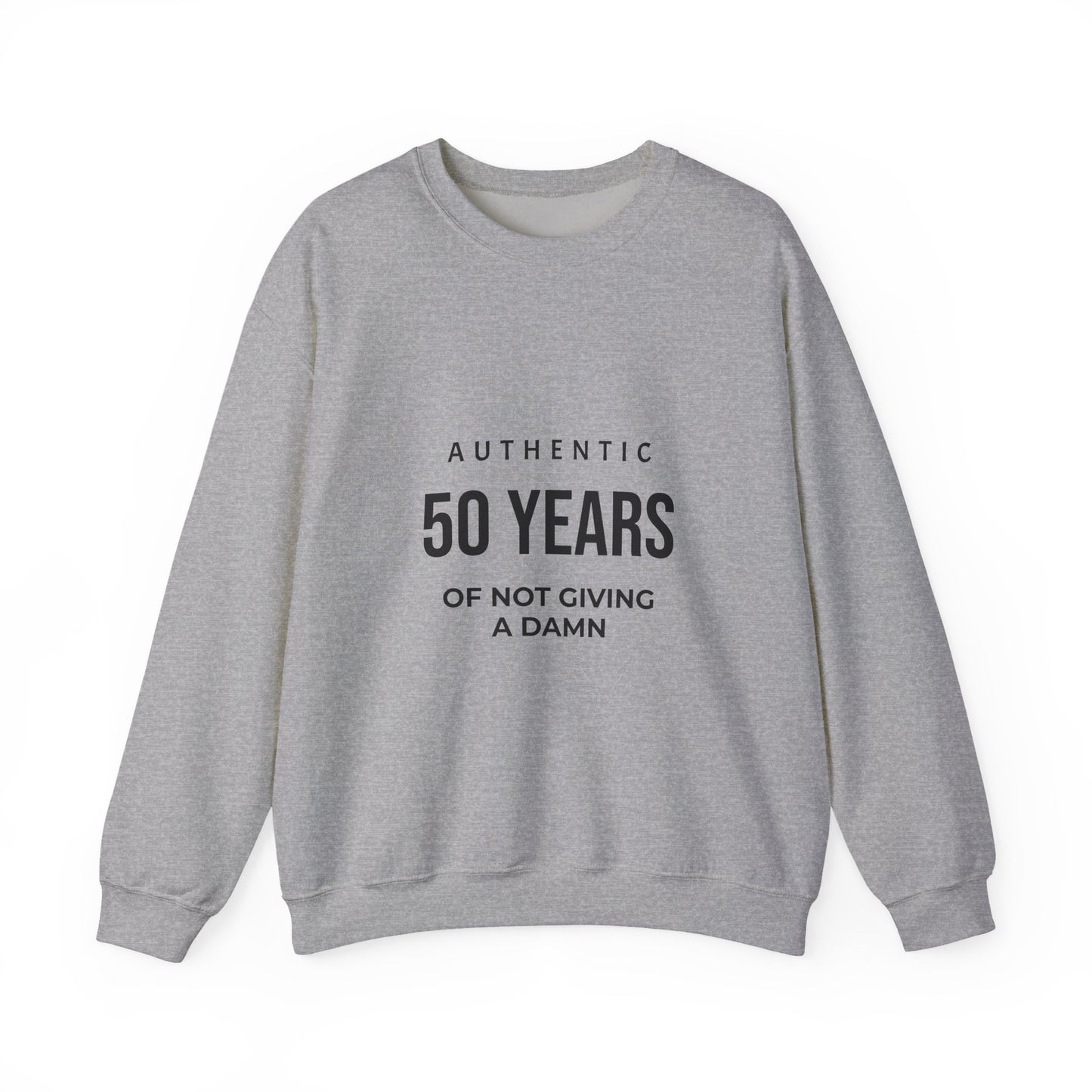 Crewneck Sweatshirt – "Authentic 50 Years of Not Giving a Damn" Retro Birthday Crew