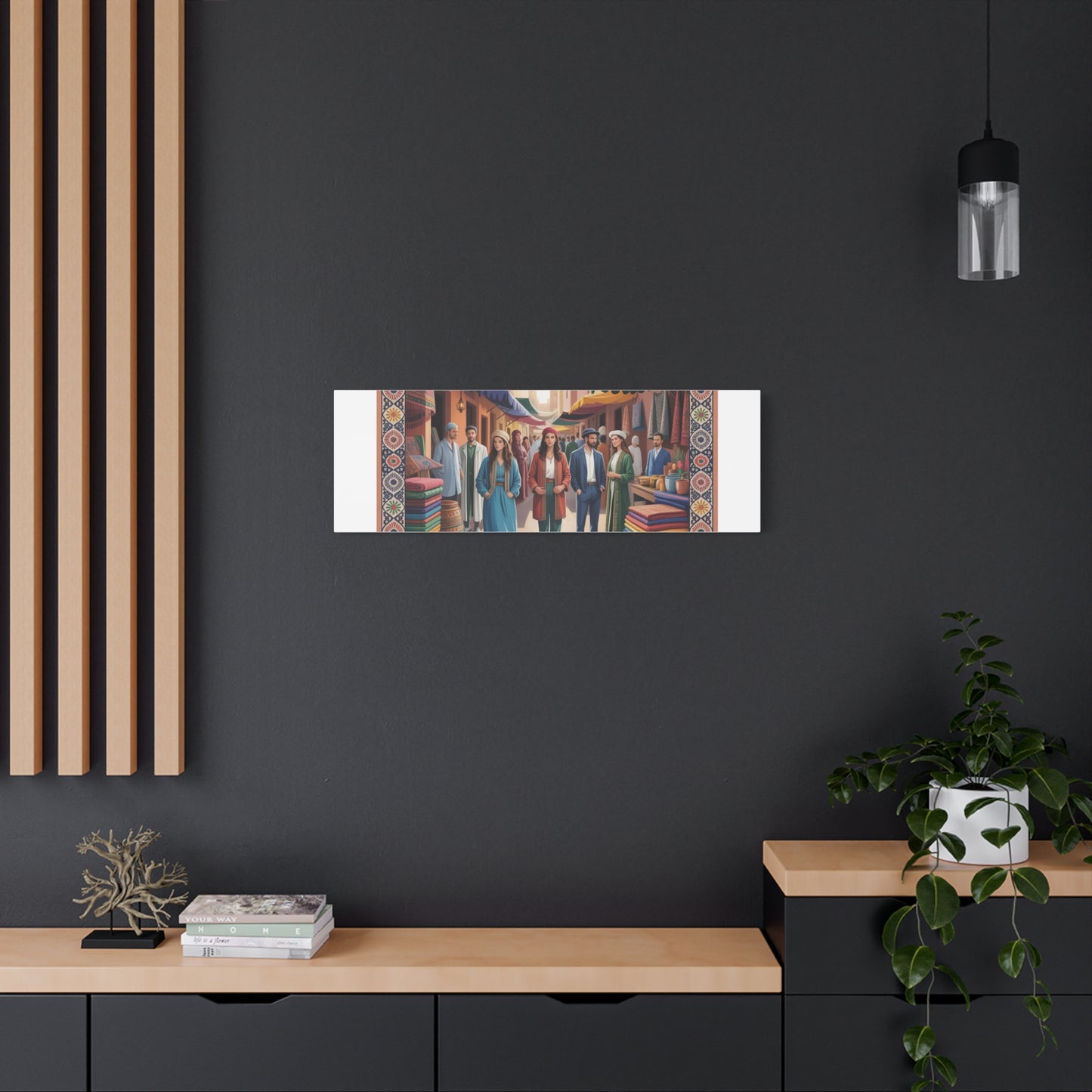 Colorful Market Scene Canvas Wall Art